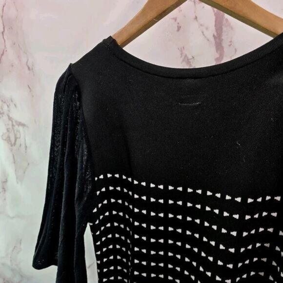 Anthropologie Dress Womens Medium Black White Knit Sweater Geo Dot Akemi - Picture 6 of 12